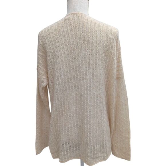 Margaret O' Leary Cashmere Spun Silk Sweater Women's L Relaxed Fit Cream/Ivory - Picture 2 of 8